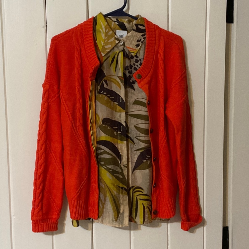 Cabi Bali sleeveless top(XS) with coordinating cardigan sweater(S)